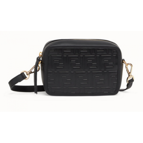 Fendi MINI CAMERA CASE Bolso de cuero negro 8BS019A