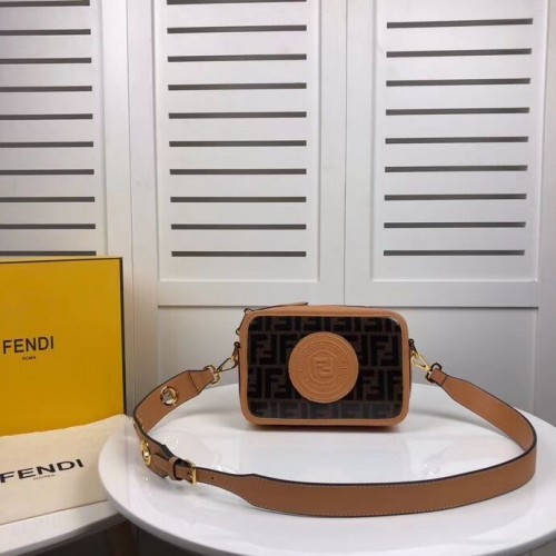 Fendi MINI CAMERA CASE Bolso de lona multicolor 8BF097 albaricoque