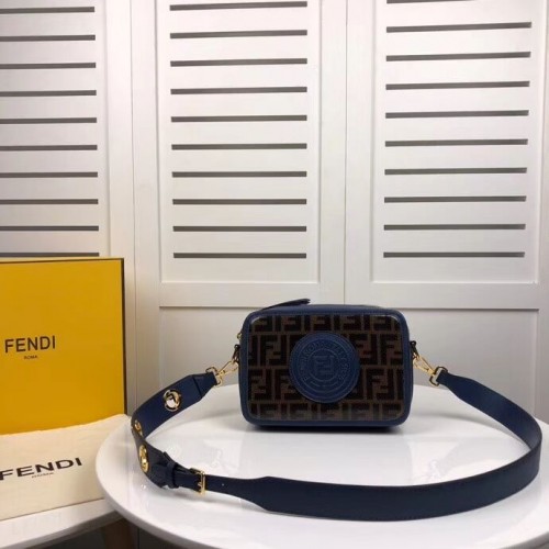 Fendi MINI CAMERA CASE Bolso de lona multicolor 8BF097 azul