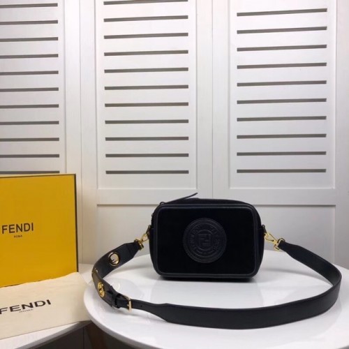 Fendi MINI CAMERA CASE bolso de ante 8BS019A negro