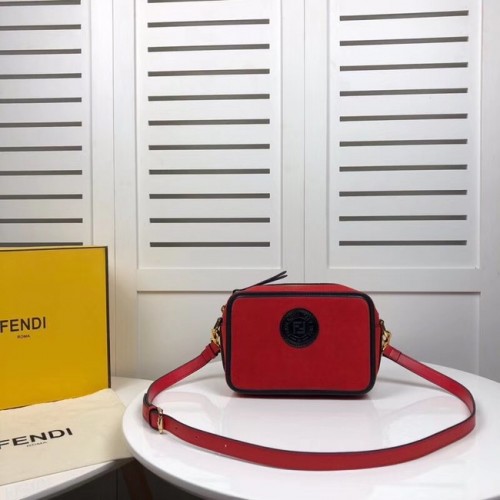 Fendi MINI CAMERA CASE bolso de ante 8BS019A rojo