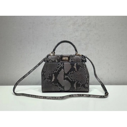 Fendi MINI PEEKABOO Bolso de mano asfalto-gris pytho 8BN244K