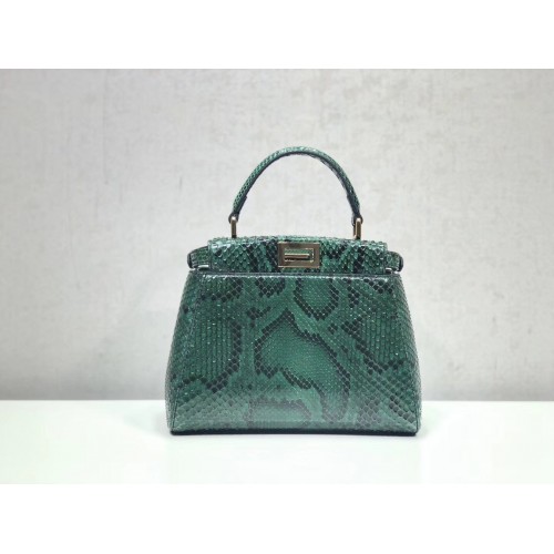 Fendi MINI PEEKABOO Bolso pitón 8BN244K verde