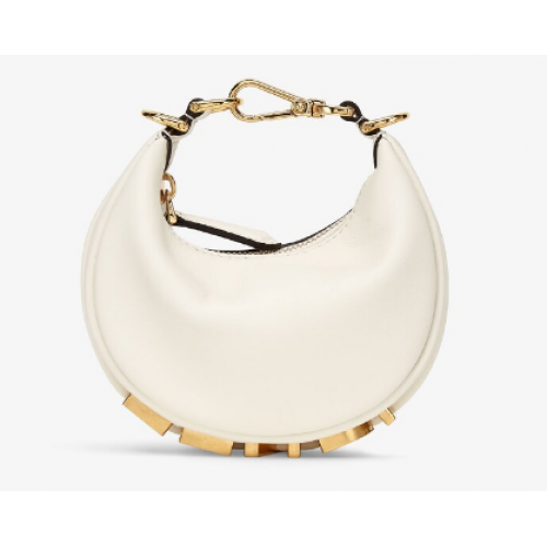 Fendi Nano Fendigraphy Colgante de cuero blanco 7AS089A