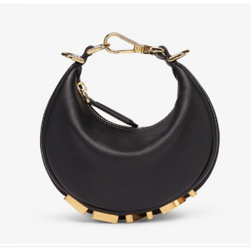 Fendi Nano Fendigraphy colgante de cuero negro 7AS089A