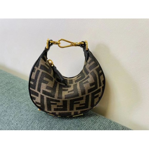 Fendi Nano Bolso de tela Fendigraphy charm 8BR5527 marrón
