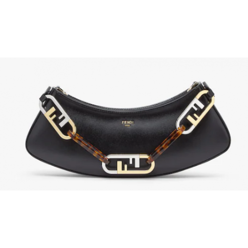 Fendi O Lock Swing Estuche de cuero verde menta 8BS068A negro