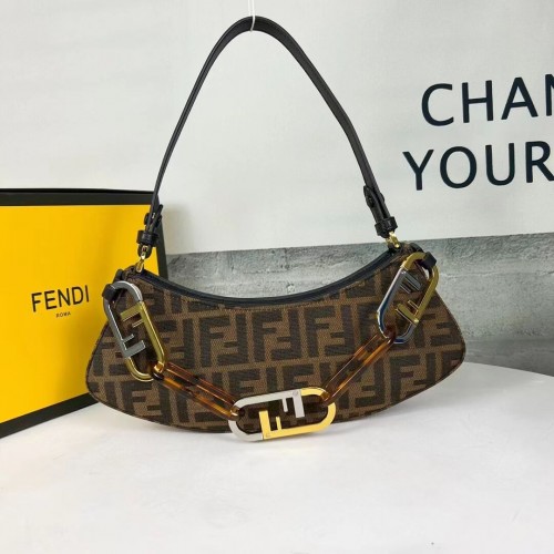 Fendi O Lock Swing Estuche de cuero verde menta 8BS068A marrón