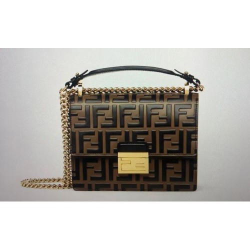 Fendi Original Bolso de Cuero FF8965 Marrón