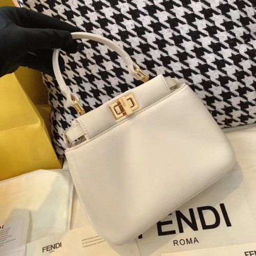 Fendi PEEKABOO ICONIC MINI Bolso de napa 8BN244 blanco