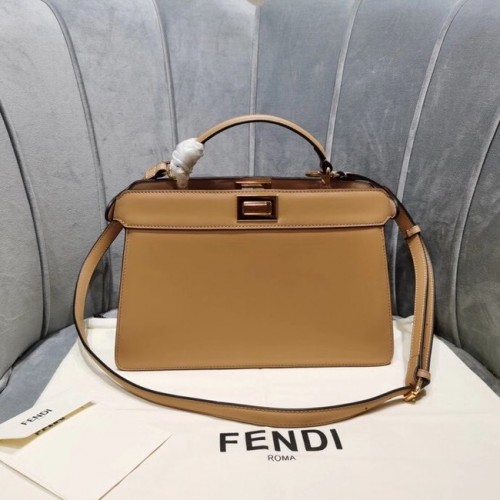 Fendi PEEKABOO ISEEU EAST-WEST bolso de cuero 8BN323A albaricoque