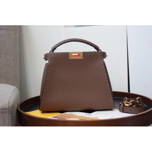 Fendi PEEKABOO ISEEU MEDIUM bolso de cuero 70192 Caqui