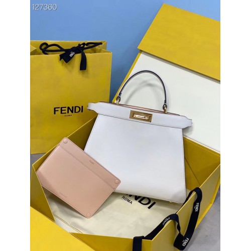Fendi PEEKABOO ISEEU MEDIUM bolso de cuero 70193 blanco