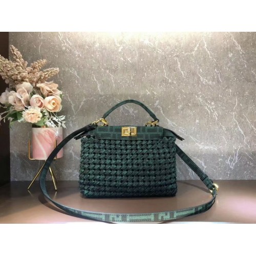 Bolso Fendi PEEKABOO ISEEU Weave F4587 verde negruzco