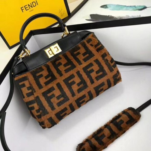 Fendi PEEKABOO REGULAR Pelo de caballo F3302 Negro