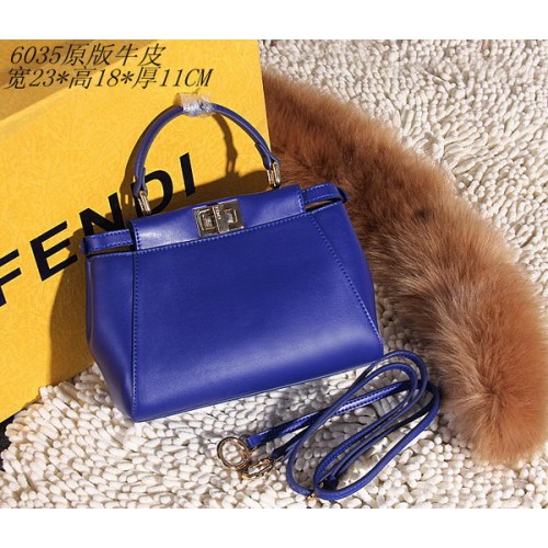 Bolso Fendi Peekaboo Cuero Liso FD6035 Azul