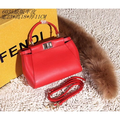 Bolso Fendi Peekaboo Cuero Liso FD6035 Rojo