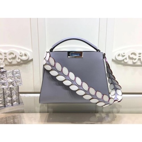 Fendi Peekaboo Bolsos Cuero Original F3659 Gris