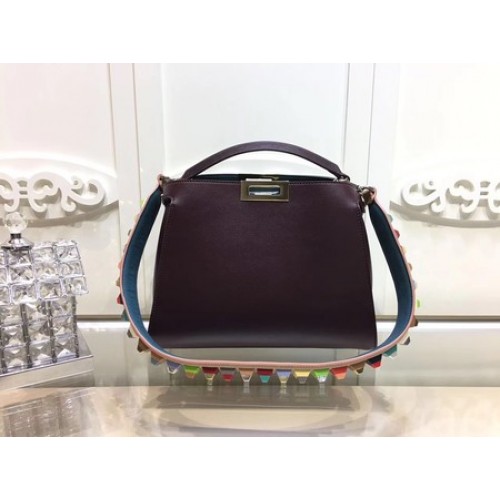 Fendi Peekaboo Bolsos Cuero Original F3659 Vino