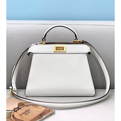 Bolso de cuero Fendi Peekaboo ISeeU MEDIUM 80011A blanco