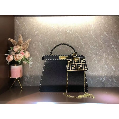 Bolso de piel Fendi Peekaboo ISeeU MEDIUM F8637 negro