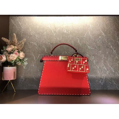 Bolso de cuero Fendi Peekaboo ISeeU MEDIUM F8637 rojo