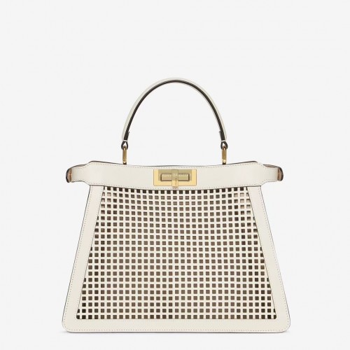 Fendi Peekaboo ISeeU bolso de cuero perforado F1658 blanco