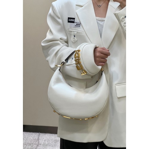 Fendi Praphy Original Leather Big Logo Bag 80056M Blanco