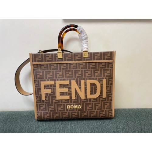Bolso shopper Fendi Sunshine de piel marrón medio 8BH386