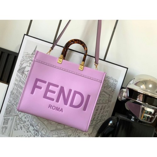 Bolso shopper de piel Fendi Sunshine Medium 8BH386A Lavanda
