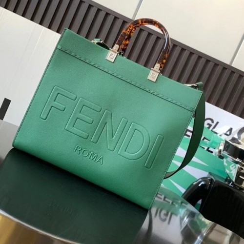 Bolso shopper de piel Fendi Sunshine Medium 8BH386A verde
