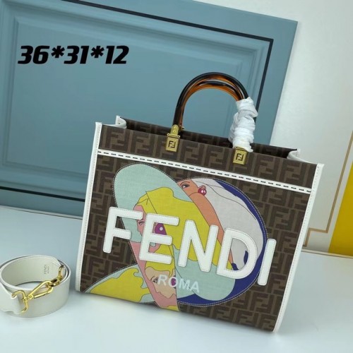 Bolso de compras con estampado de grafiti de tela Tote Fendi 0001