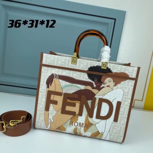 Bolso de compras con estampado de grafiti de tela Tote Fendi 0002