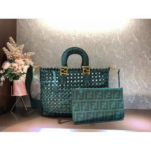 Bolso Fendi Weave F6501 verde negruzco