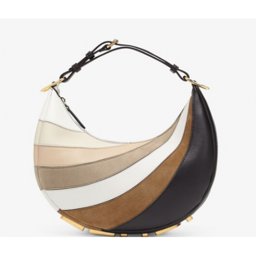 Fendi graphy Small Bolso de piel con incrustaciones beige y marrón 8BR798A