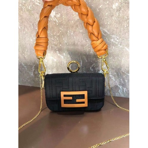 Fendi mini BAGUETTE bolso de algodón F6550 negro