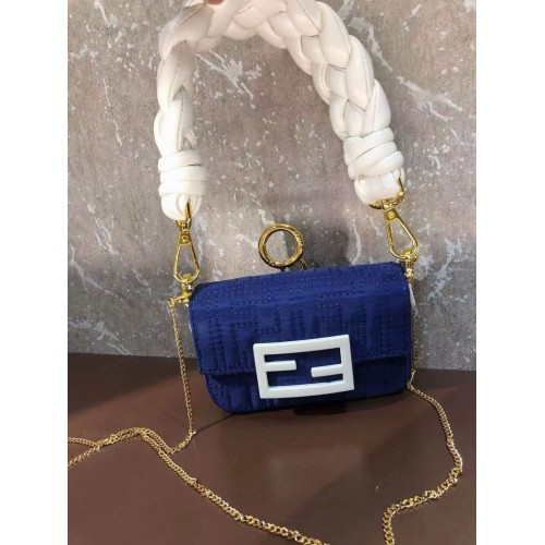 Fendi mini BAGUETTE bolso de algodón F6550 azul