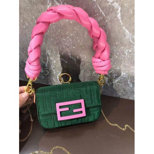 Fendi mini BAGUETTE bolso de algodón F6550 verde