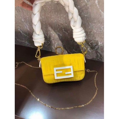 Bolso Fendi mini BAGUETTE algodón F6550 amarillo