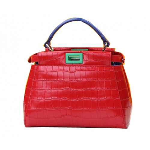 Bolso Fendi mini Peekaboo Croco Leather F520885 Rojo