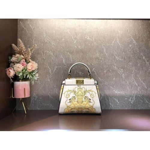 Bolso de seda estampado Mini Peekaboo Fendi F1952 Beige