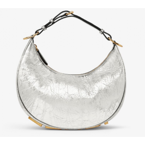 Fendigraphy Bolso pequeño de piel laminada plateada 8BR798A