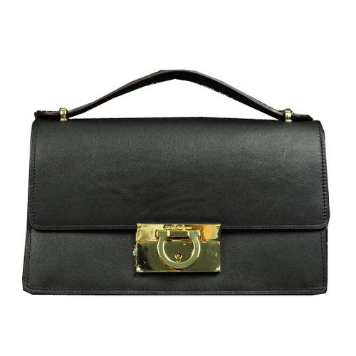 Ferragamo Bolso de hombro pequeño de piel de becerro SF0615 Negro
