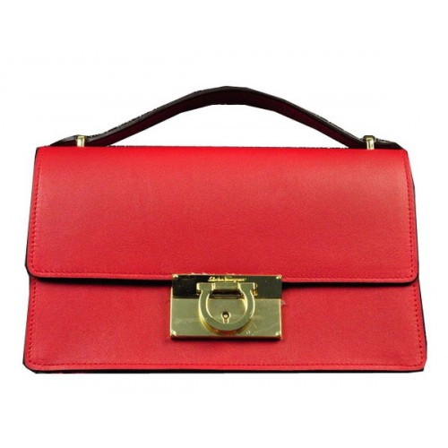 Ferragamo Bolso de hombro pequeño de piel de becerro SF0615 Rojo