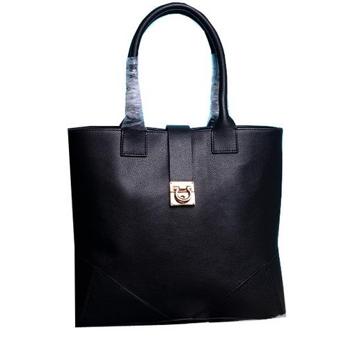 Ferragamo Bolso Tote Mediano Piel De Becerro 13725 Negro