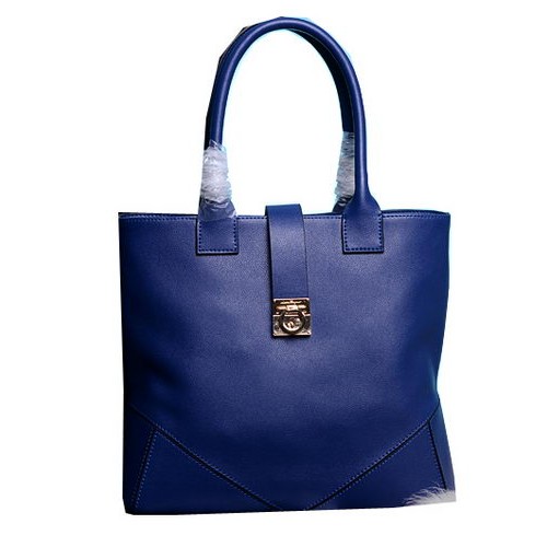 Ferragamo Bolso Tote Mediano Piel De Becerro 13725 Azul