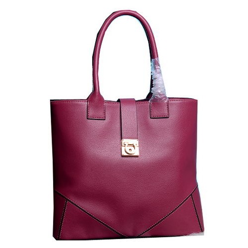Ferragamo Bolso Tote Mediano Piel De Becerro 13725 Vino