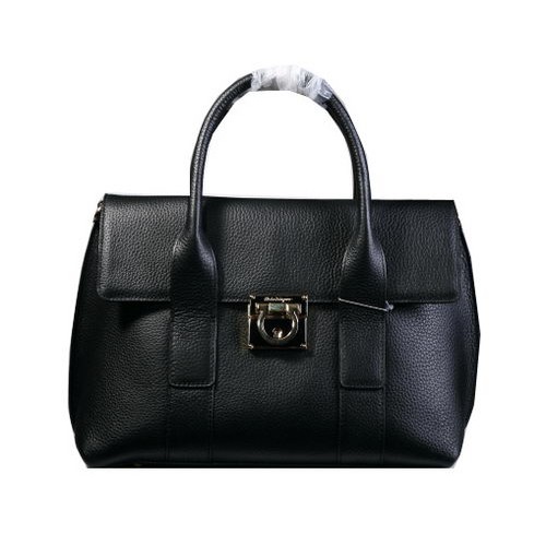 Ferragamo Bolso tote mediano Piel de becerro 21D941 Negro