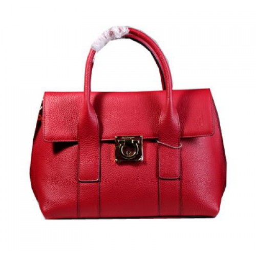 Ferragamo Bolso Tote Mediano Piel De Becerro 21D941 Rojo