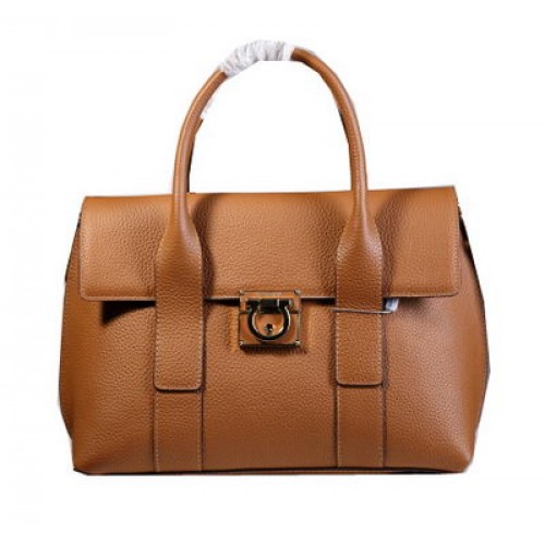 Ferragamo Bolso tote mediano Piel de becerro 21D941 Trigo